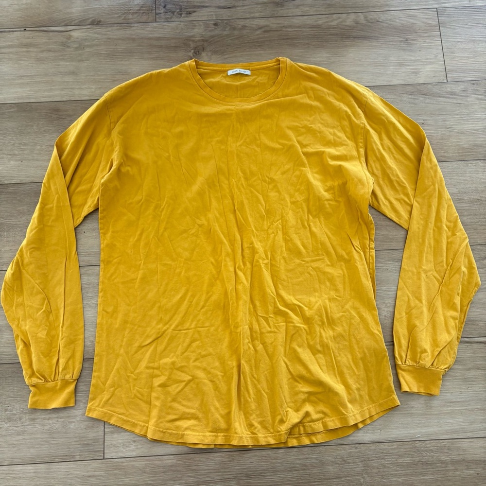 John Elliott Long sleeve T shirt Yellow Cotton Made In‎ USA Size 5 XXL